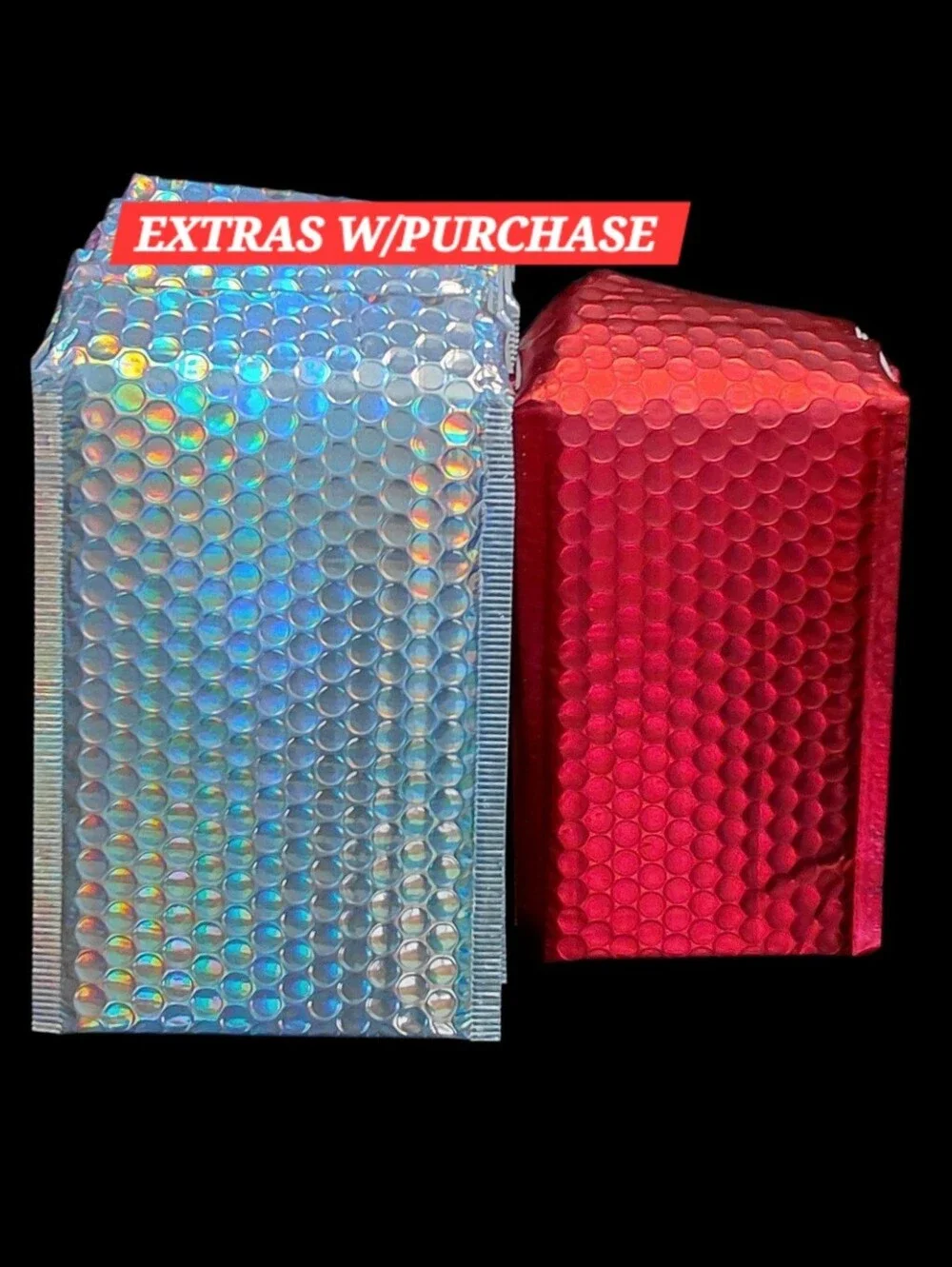 10ct. 5x7/4x8 Holographic Silver and Red Bubble Mailer Mix ✨️PRICE FIRM✨️